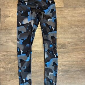 Reebok Blue and Black Patterned Leggings